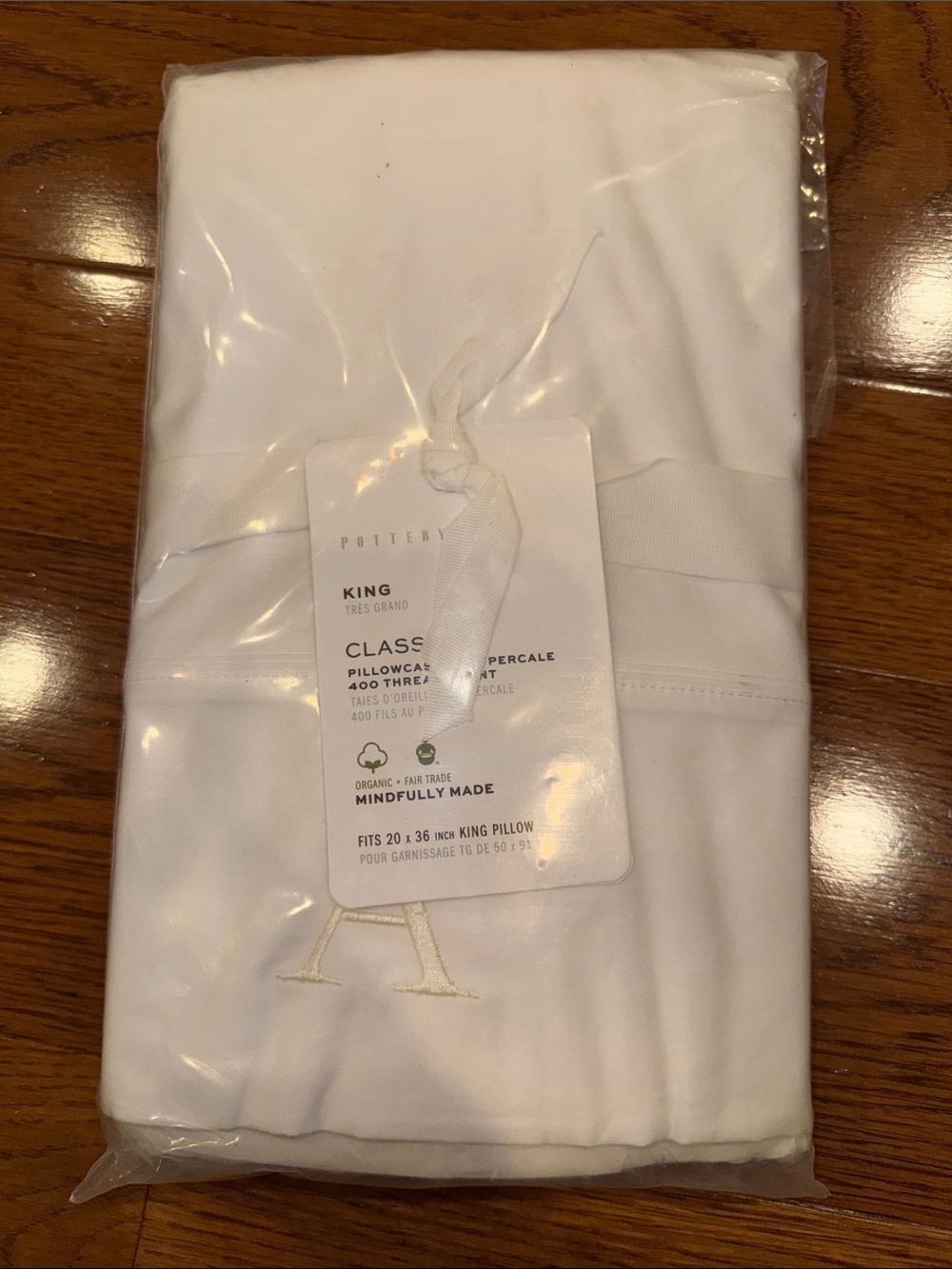 Pottery Barn White King Pillowcase Set - Classic Percale “A” - Picture 2 of 6
